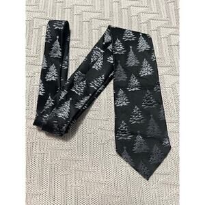 Black and Silver Christmas tree novelty silk tie NWT